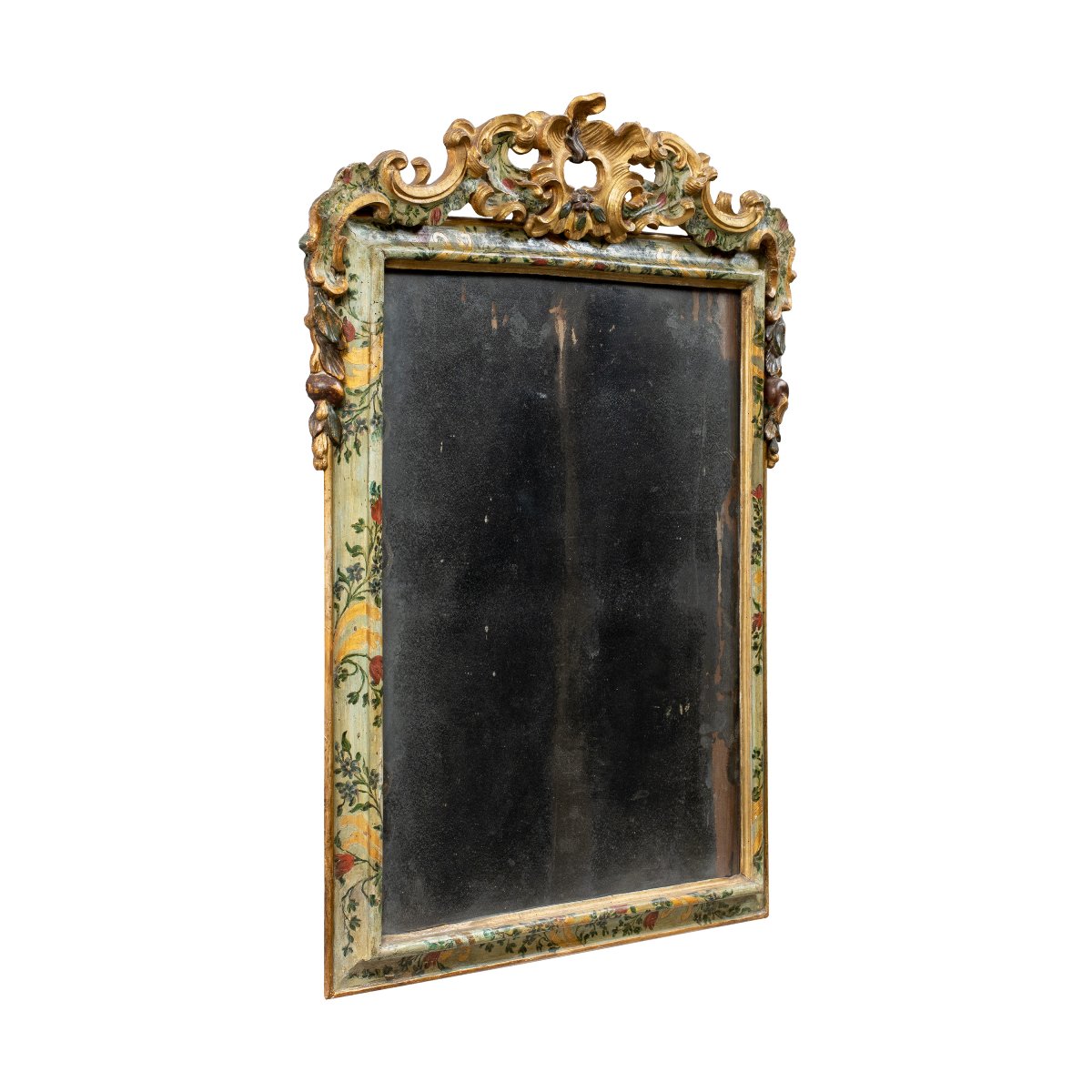 Miroir en bois sculpté, laqué et doré. Venise, XVIIIe siècle.-photo-2