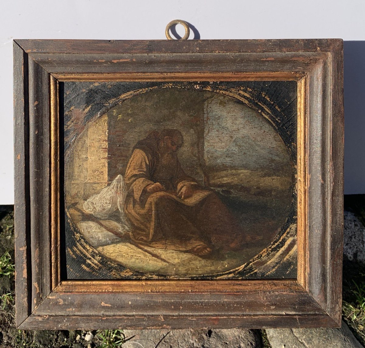 Peintre italien (XVIIe-XVIIIe siècle) - Frère franciscain pèlerin assis et écrivant.-photo-4