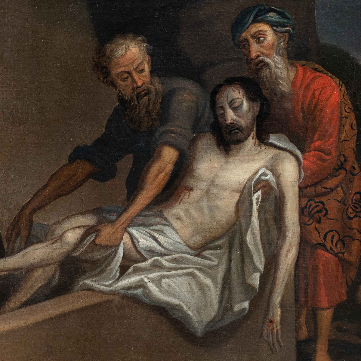 Peintre italien (XVIIe siècle) - La Déposition au Tombeau.-photo-2