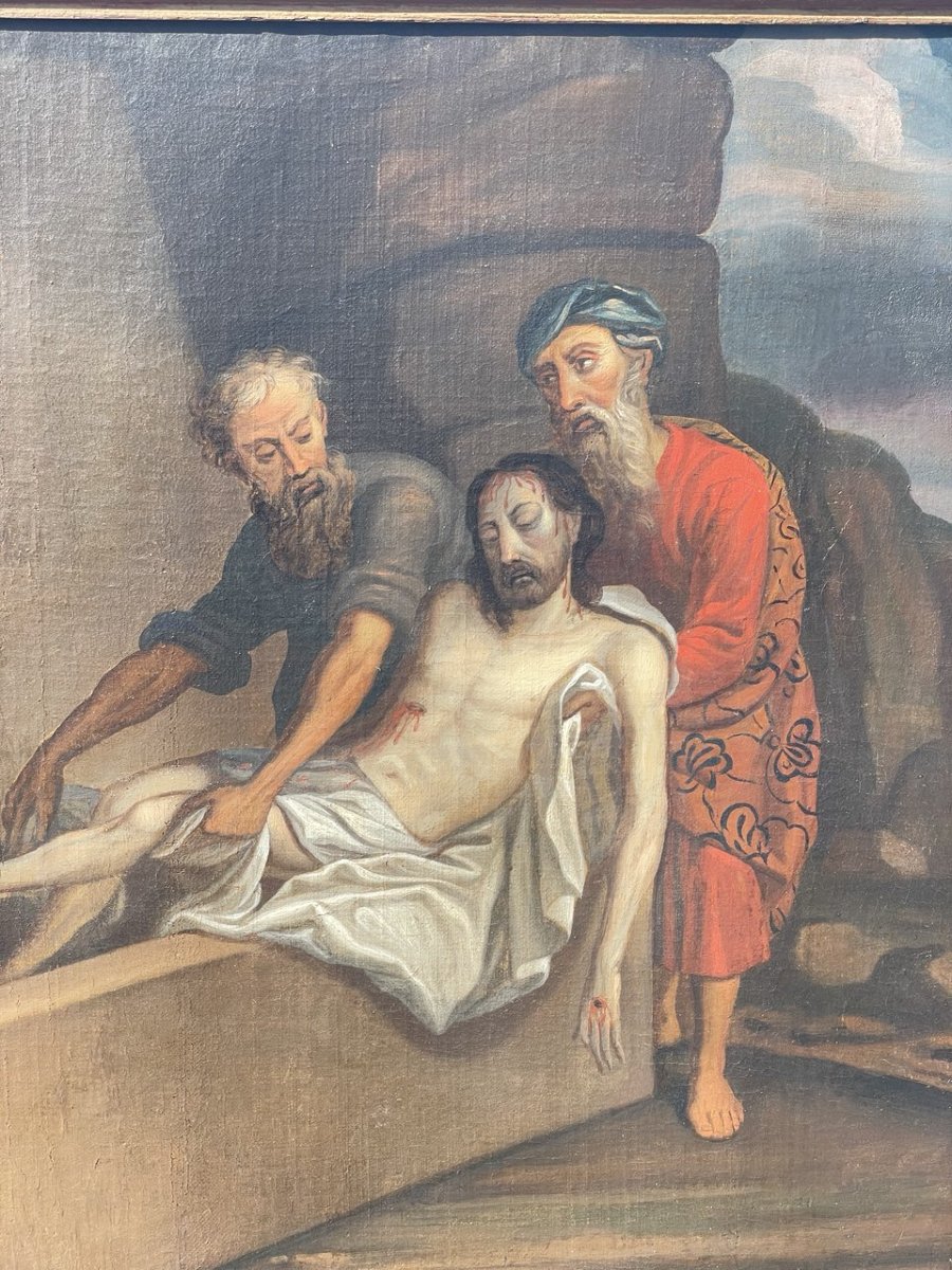 Peintre italien (XVIIe siècle) - La Déposition au Tombeau.-photo-2