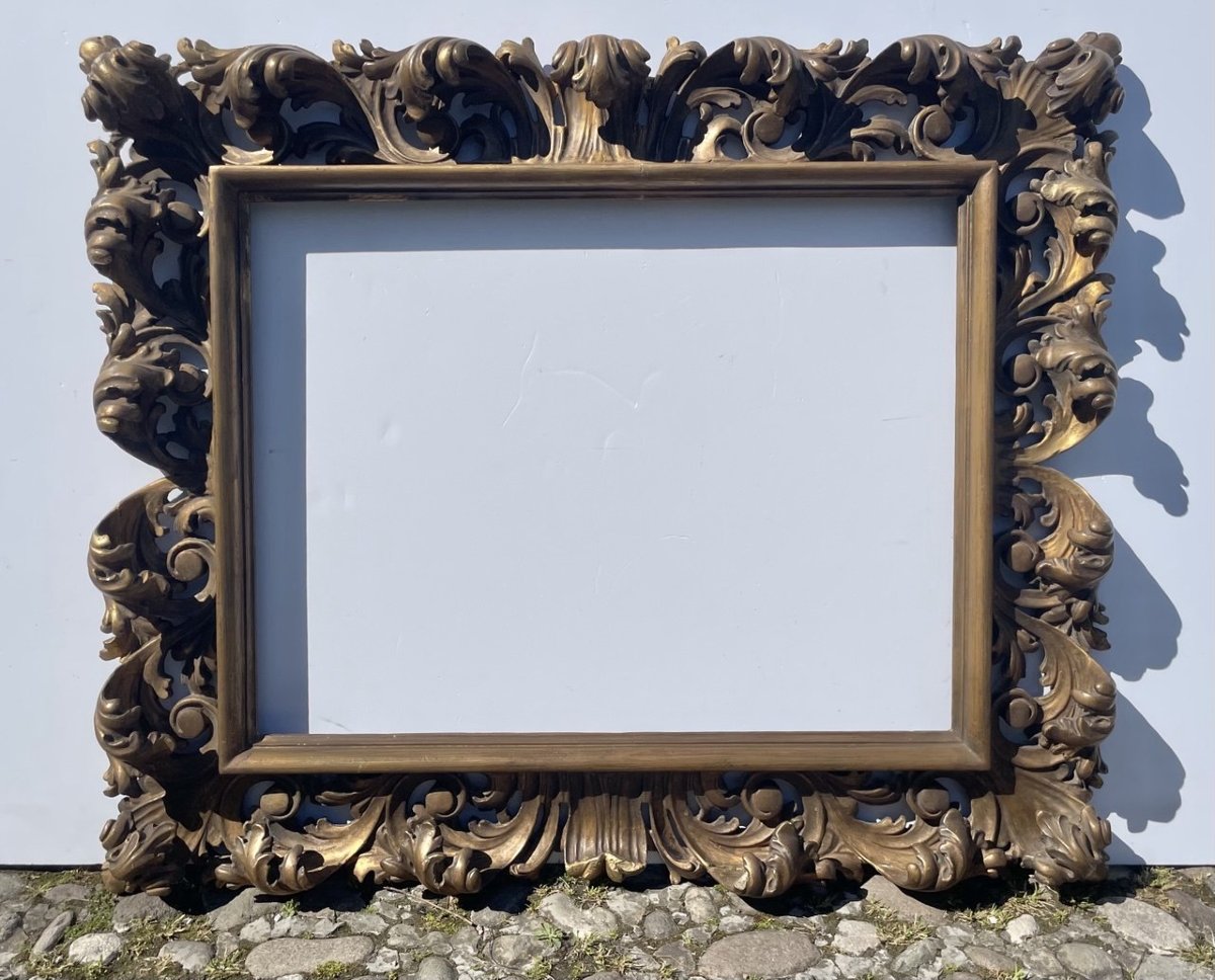 Carved And Gilded Wood Frame. Italy, 19th Century.-photo-2