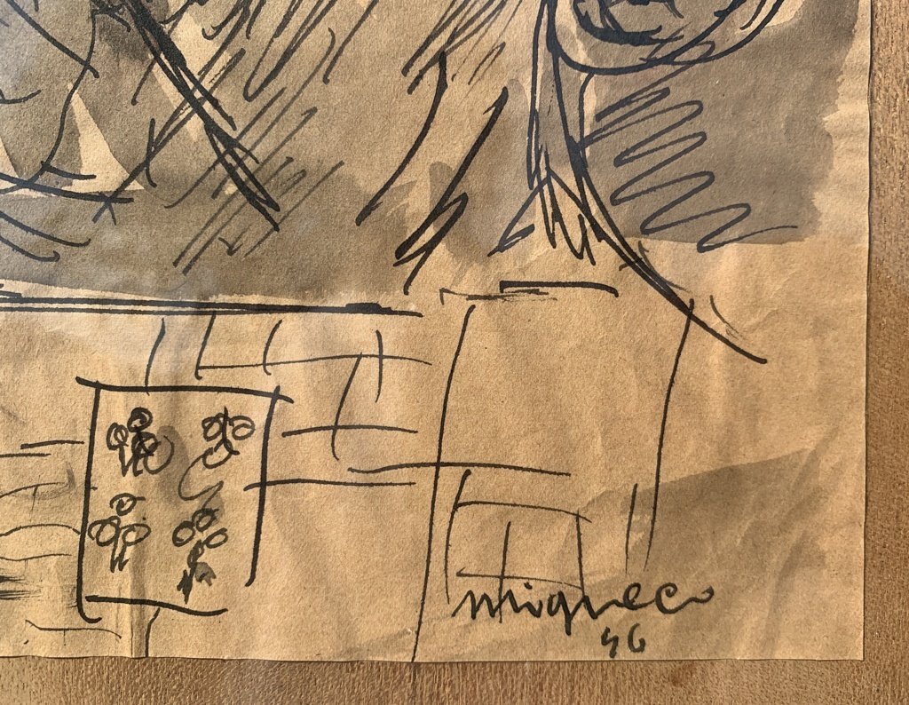 Giuseppe Migneco (Messine 1903 - Milan 1997) - La Diseuse de bonne aventure.-photo-2