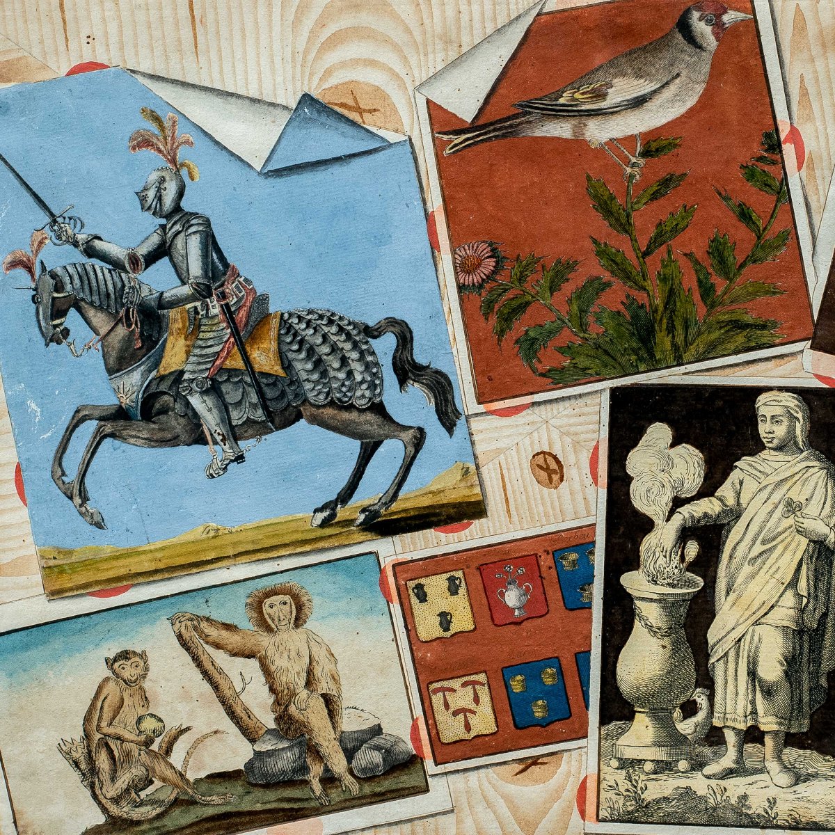 French Painter (19th Century) - Trompe-l'œil With Collectible Prints.-photo-2