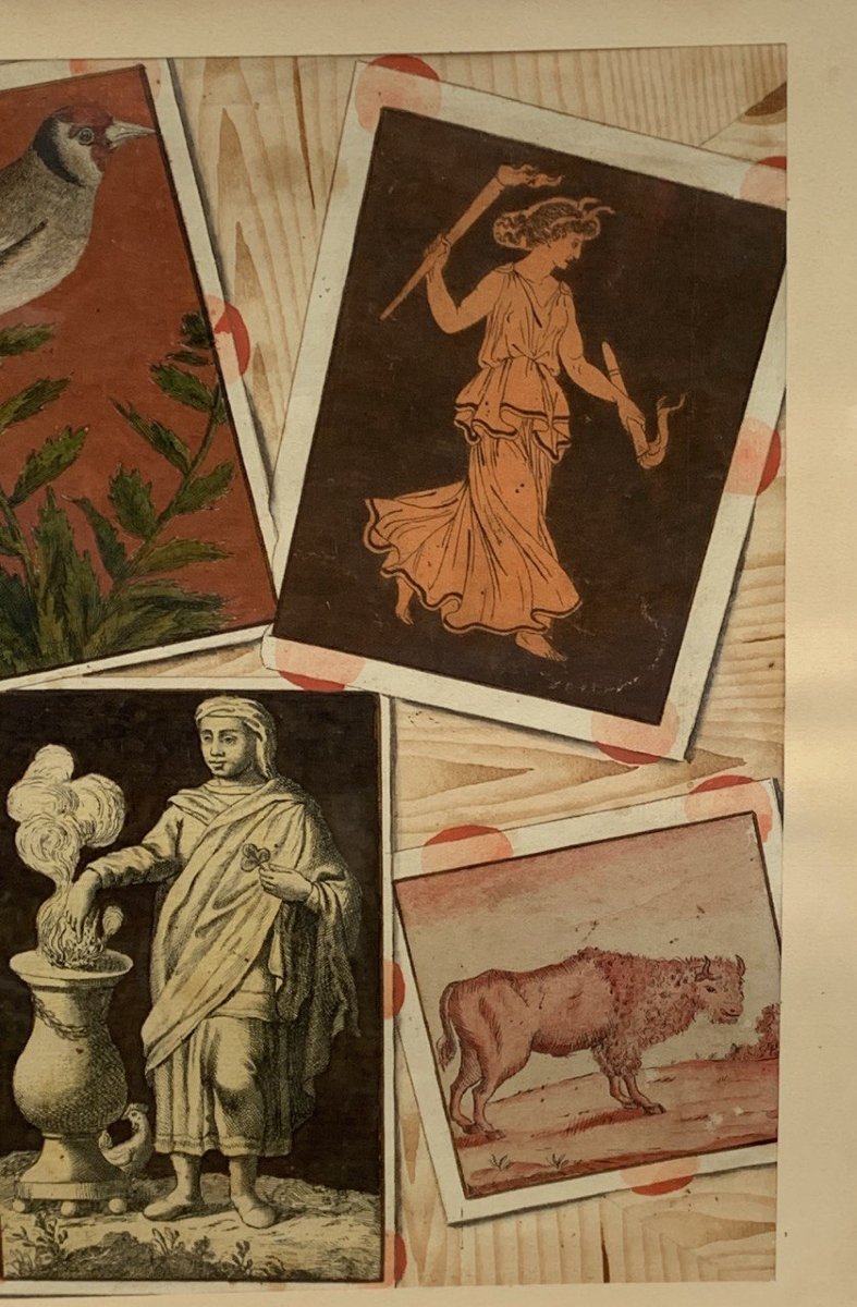 French Painter (19th Century) - Trompe-l'œil With Collectible Prints.-photo-1