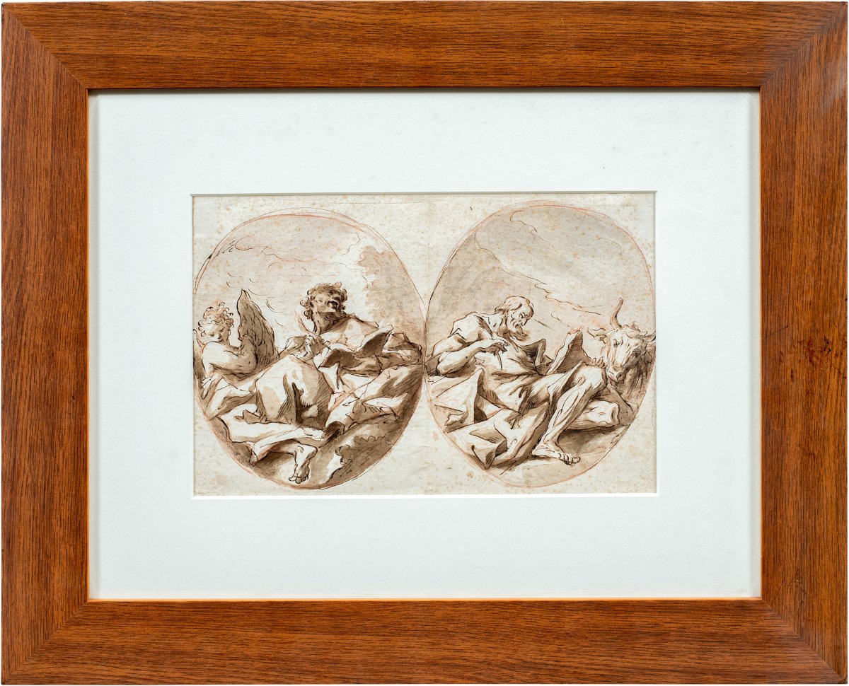 Gaspare Diziani (belluno 1689 - Venice 1767) - Saint Matthew And Saint Luke.-photo-2