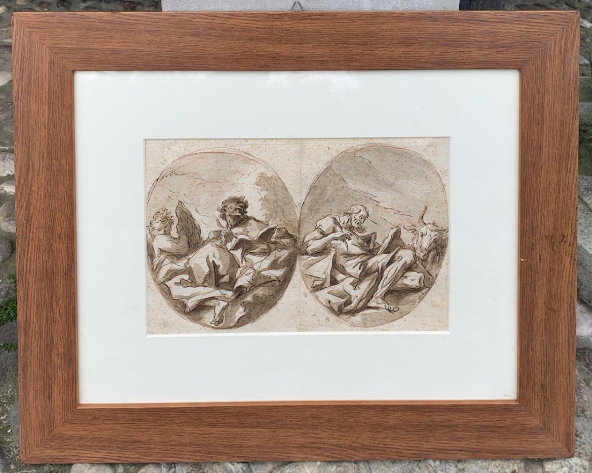 Gaspare Diziani (belluno 1689 - Venice 1767) - Saint Matthew And Saint Luke.-photo-4