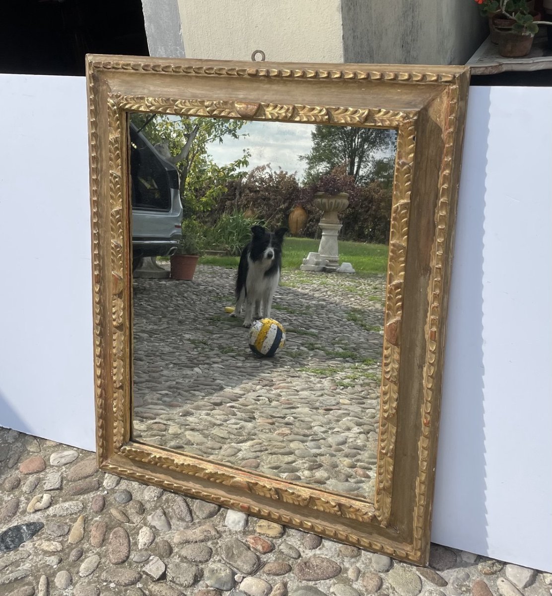 Carved Giltwood Frame With Mirror. Late 19th Century.-photo-1