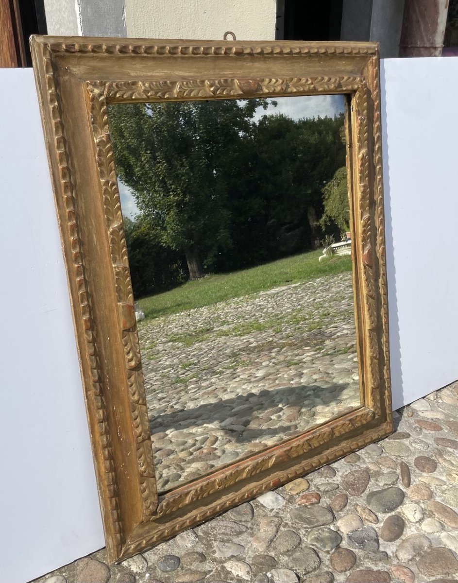 Carved Giltwood Frame With Mirror. Late 19th Century.-photo-2