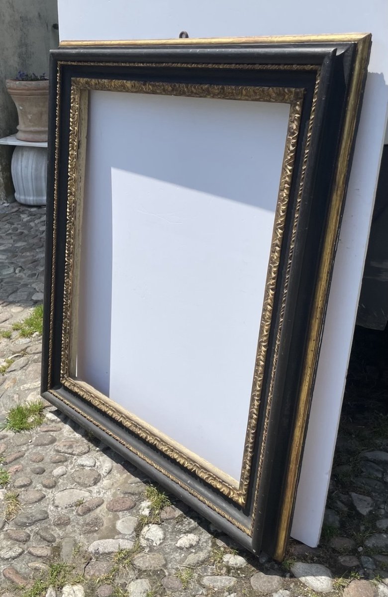 Carved, Ebonized And Parcel-gilt Wood Frame. Rome, Late 19th Century.-photo-2