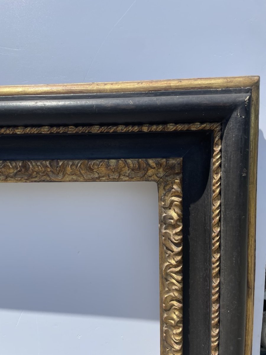 Carved, Ebonized And Parcel-gilt Wood Frame. Rome, Late 19th Century.-photo-3