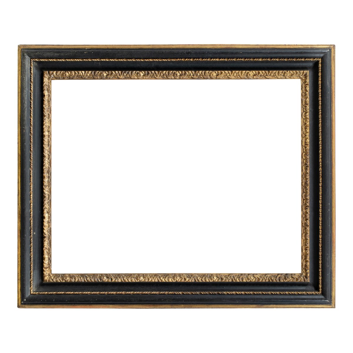 Carved, Ebonized And Parcel-gilt Wood Frame. Rome, Late 19th Century.