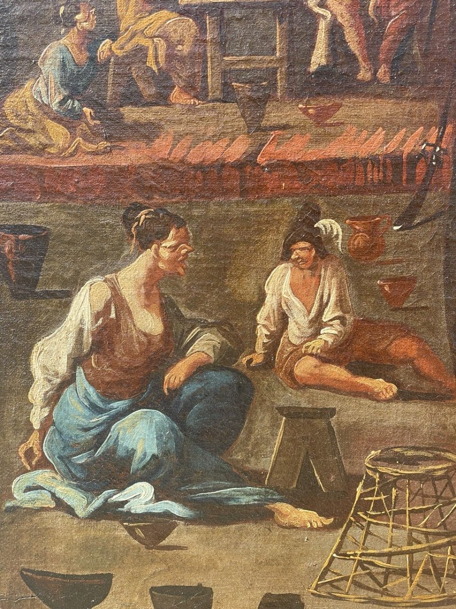 Attribué à Alessandro Magnasco (Gênes 1667-1749) - Scène de taverne avec un marchand et une pie-photo-2
