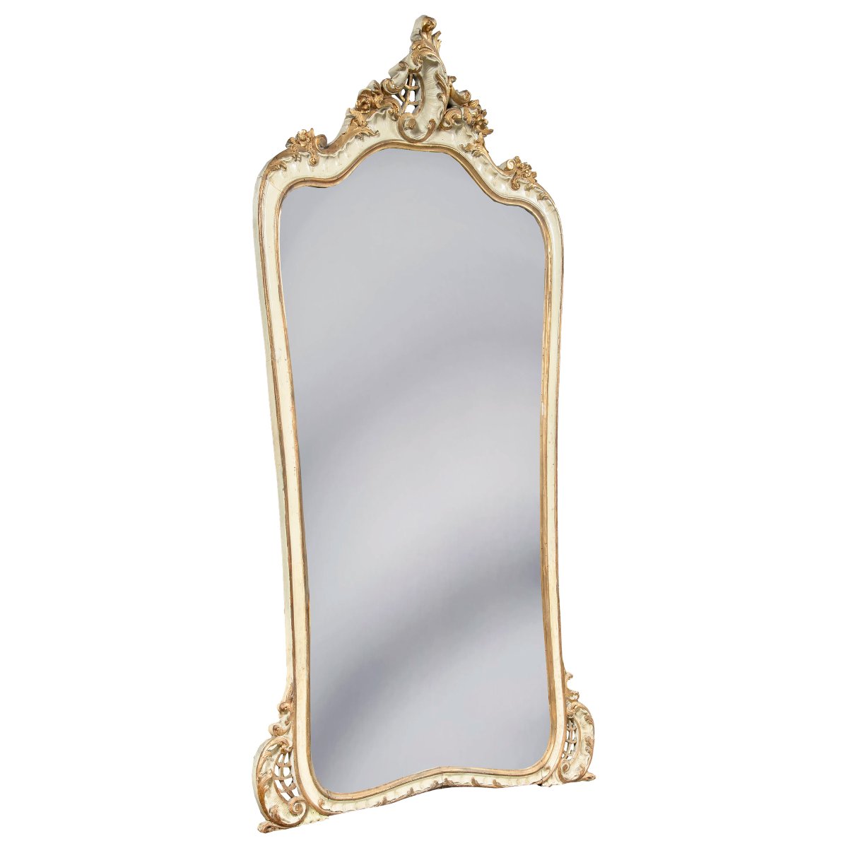 Miroir en bois sculpté, laqué et doré. Venise, fin du XIXe siècle.-photo-2