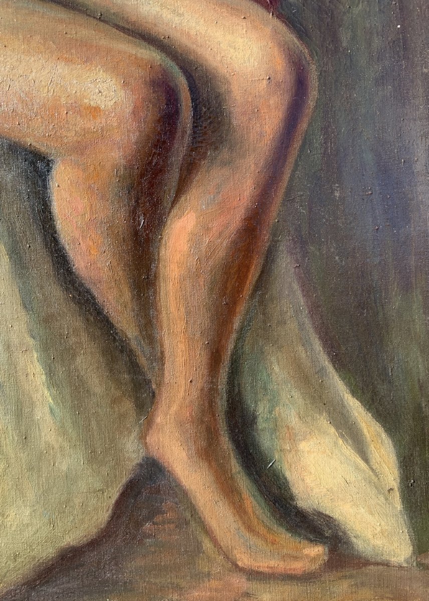Peintre français (début du XXe siècle) – Nu féminin au collier de perles.-photo-1