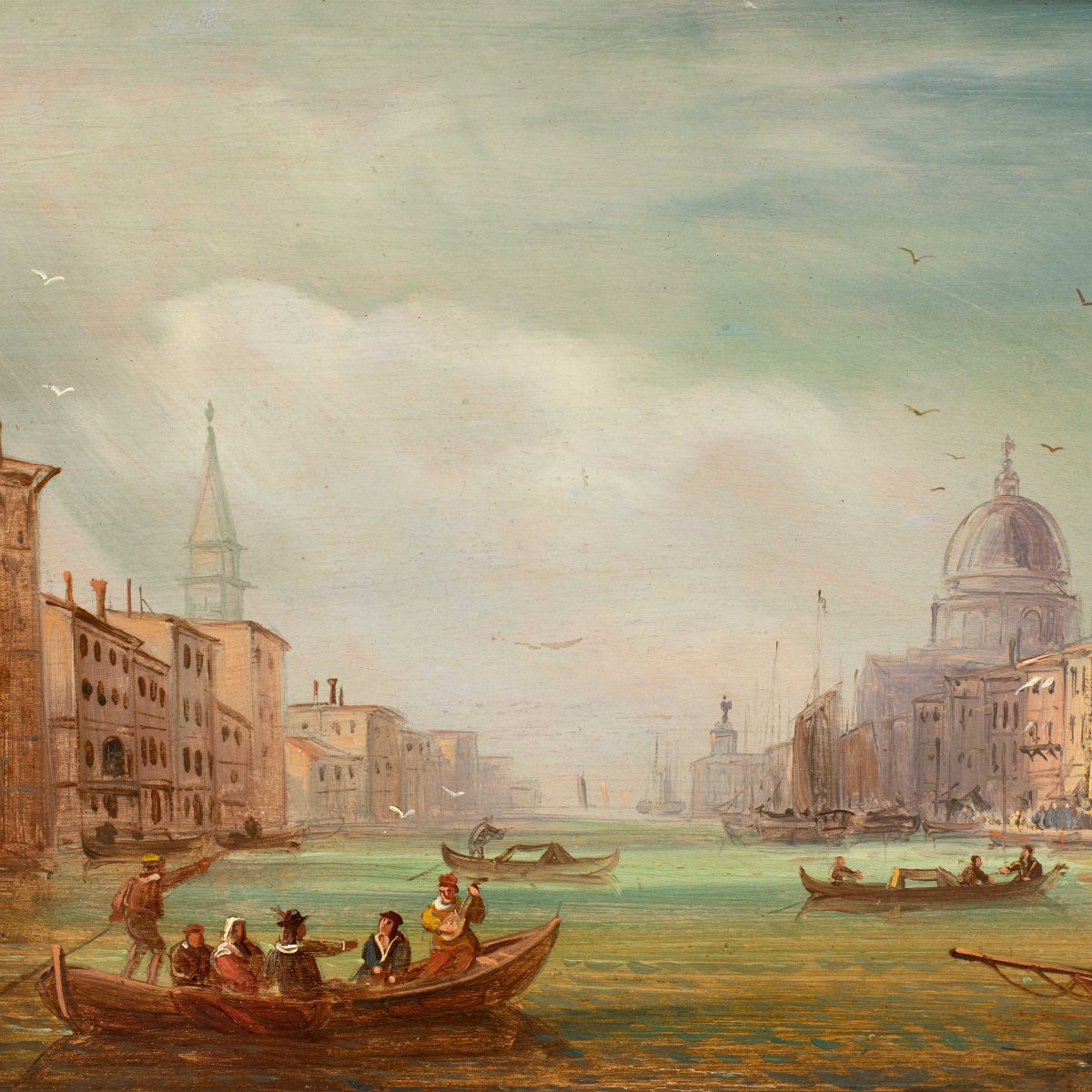 Peintre vénitien (XIXe siècle) – Venise, vue du Grand Canal.-photo-2
