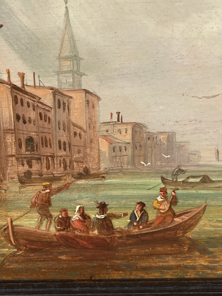 Peintre vénitien (XIXe siècle) – Venise, vue du Grand Canal.-photo-2