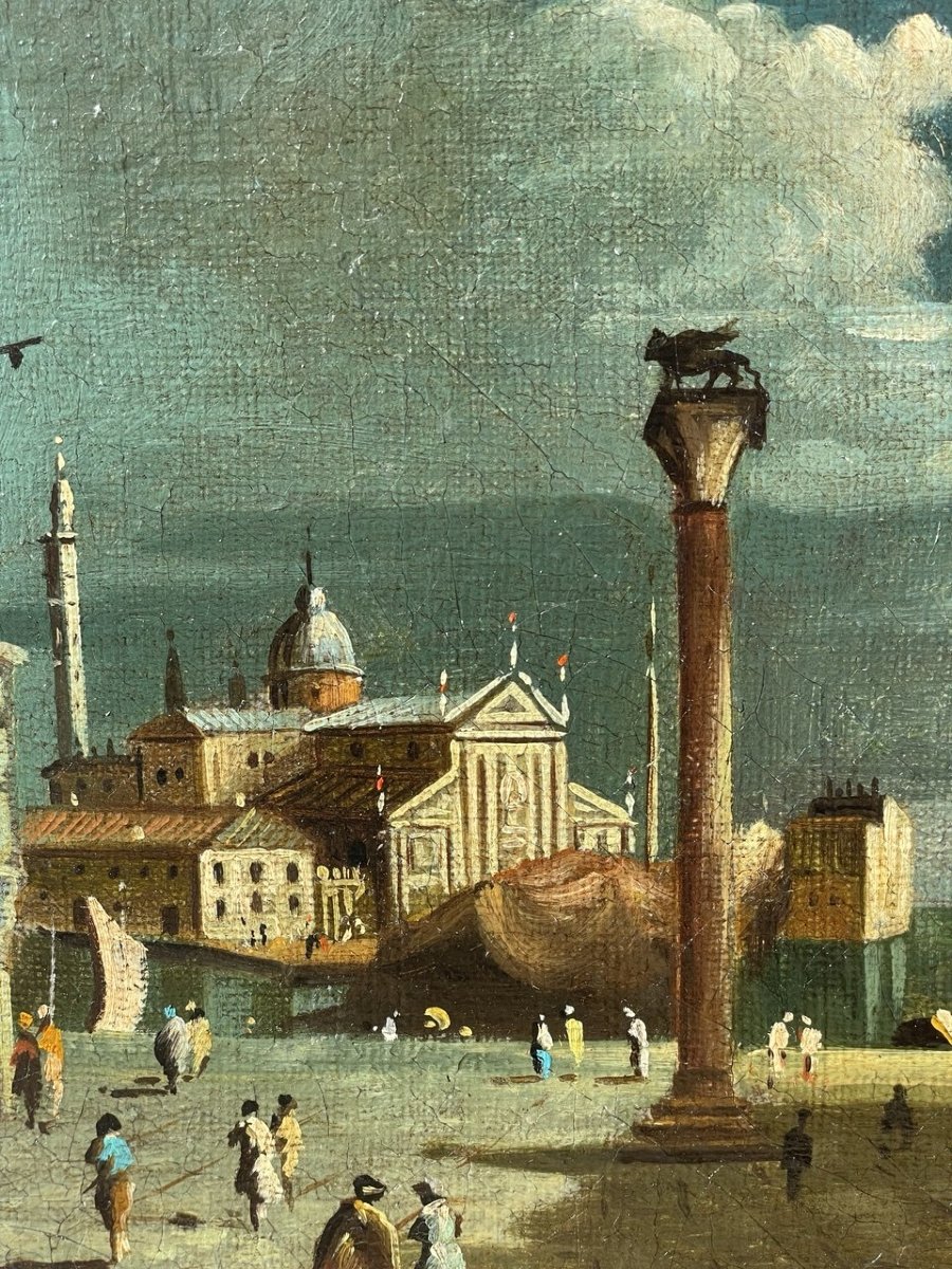 Peintre vénitien (XIX) – Venise, vue de la Piazzetta San Marco.-photo-1
