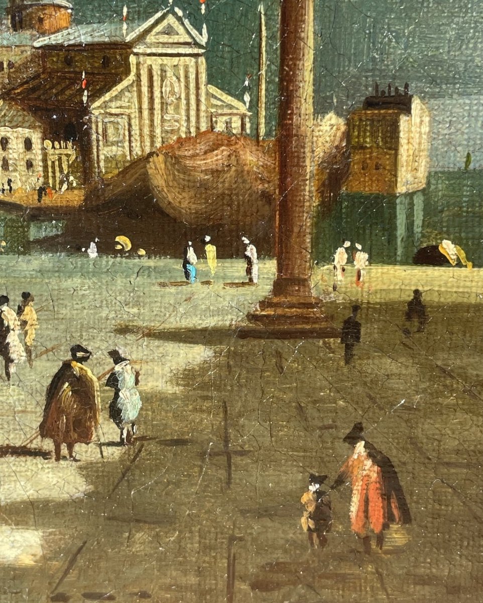 Peintre vénitien (XIX) – Venise, vue de la Piazzetta San Marco.-photo-2