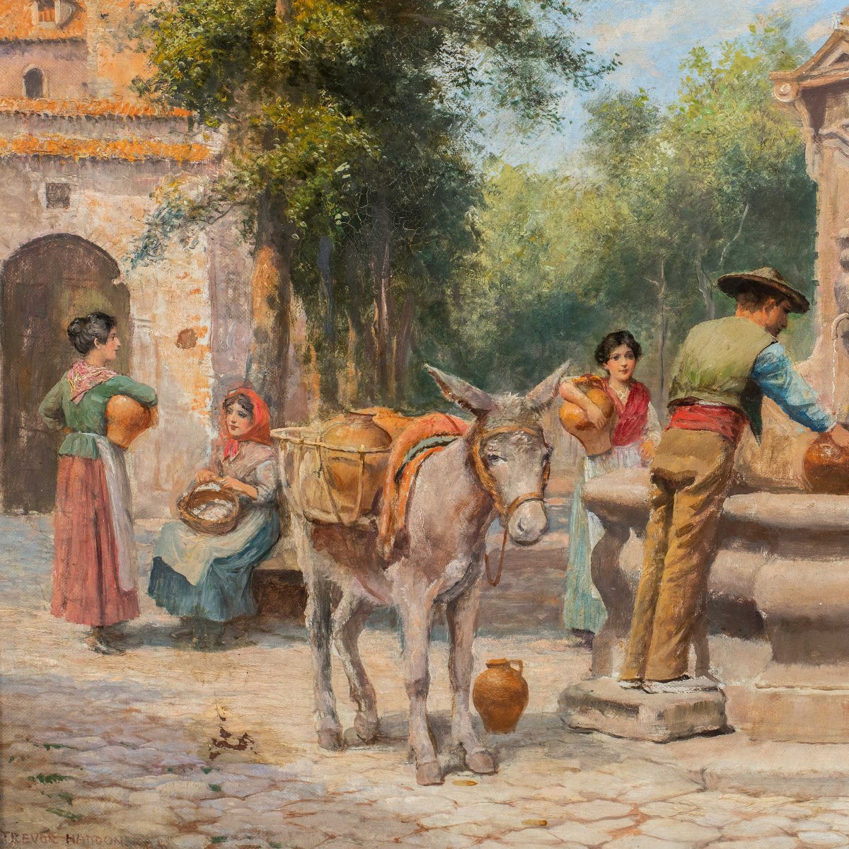 Arthur Trevor Haddon (london 1864 - Cambridge 1941) - Venice, Greengrocer On The Grand Canal.-photo-2