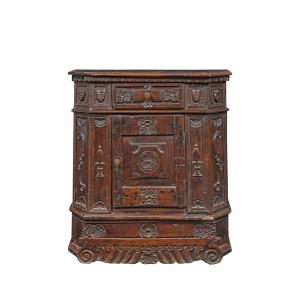 Carved Walnut Cabinet. Friuli, 17th Century.