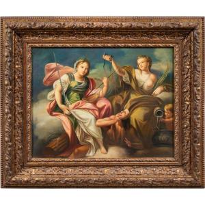 Peintre Italien (18e-19e Siècle) - Allégorie De La Force Et De La Tempérance.