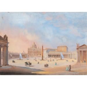 Follower Of Ippolito Caffi (belluno 1809 - Lissa 1866) - Rome, View Of St. Peter's Square.