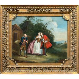 Follower Of Nicolas Lancret (paris 1690 - Paris 1743) - Gallant Scene In A Landscape.