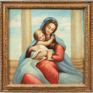 Italian Painter (19th Century) - Madonna And Child.