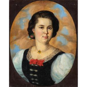 Frederick Dielman (hanovre 1847 – Washington 1935) - Portrait De Femme.