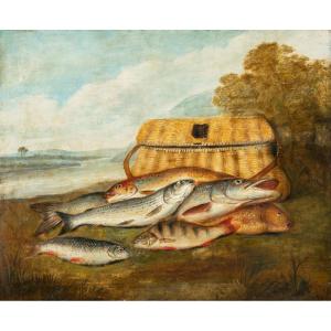 Peintre Européen (19ème Siècle) - Nature Morte De Poisson.