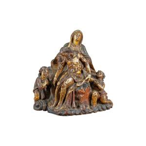 Sculpture En Bois Sculpté Et Peint - Pietà - Italie, XVIIIe Siècle