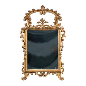 Carved And Gilded Wooden Mirror. Italy, 18th Century.
