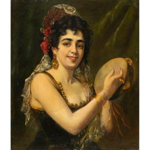 Peintre Italien (fin XIXème Siècle) - La Danseuse Espagnole.