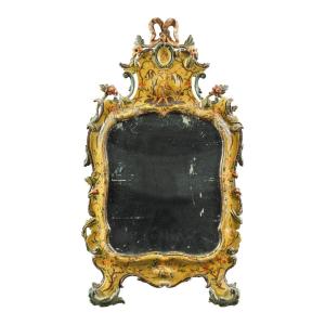 Carved, Lacquered And Painted Wooden Mirror. Venice, Second Half Of The 18th Century.