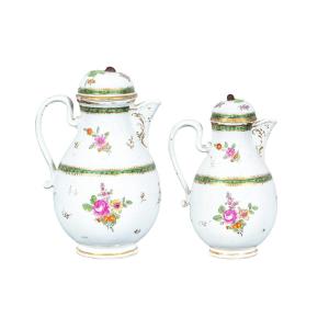 Pair Of Porcelain Coffee Pots. Vienna, Early 19th Century.