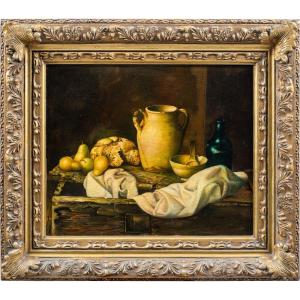 Peintre Italien (19e-20e Siècle) - Nature Morte Au Vase Et Aux Poires.