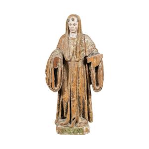 Carved Wooden Sculpture - San Mauro. Italy, 16th Century.