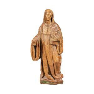 Carved Wooden Sculpture - San Roberto. Italy, 16th Century.