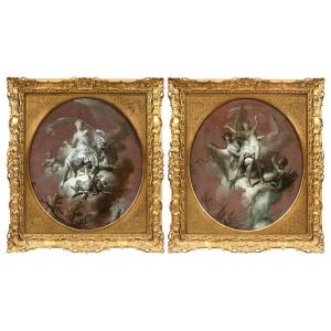 French Master (18th Century) - Pair Of Mythological Grisailles.
