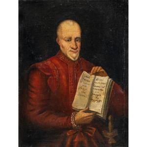 Italian Painter (18th Century) - Portrait Of A Gentleman With Aphorism.