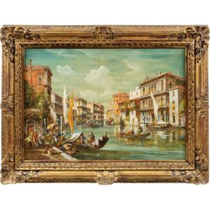 Eugenio Bonivento, Dit Zeno (chioggia 1880 - Milan 1956) - Venise, Vue Sur Le Grand Canal.