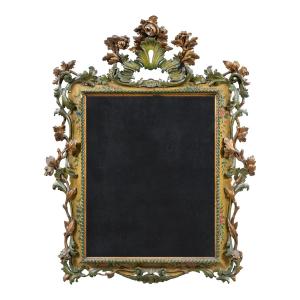 Miroir En Bois Sculpté, Laqué Et Peint. Venise, XIXe Siècle.