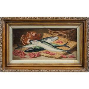 Charles Thomas Bale (british, 1845 - 1925) - Still Life Of Fish And Shrimp.