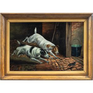 Peintre Britannique (daté De 1899) - Chiens Chassant Des Souris.