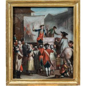 Peintre Italien (xviiie Siècle) - Théâtre De Rue.