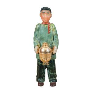Sculpture en différents marbres et pierres semi-précieuses - Jeune homme au samovar - XIX-XX