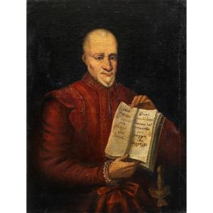 Peintre italien (XVIIIe siècle) - Portrait d'un gentilhomme avec aphorisme.