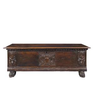 Carved Walnut Chest. Italy, 17th Century.