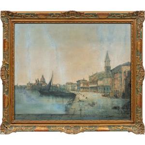 Peintre vénitien (XIXe siècle) - Venise, vue depuis la Riva degli Schiavoni.