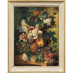 Italian Painter (19th-20th Century) - Still Life With A Vase Of Flowers.
